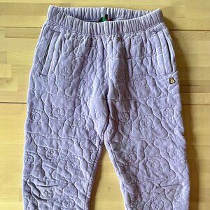 Teddy Fresh Unisex Lavender Quilted Puffy Bear Head Sweatpants size Small
